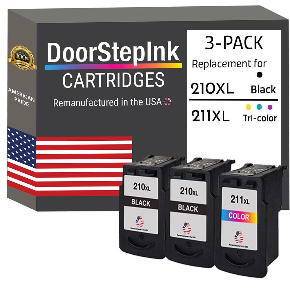 DoorStepInk Brand for Canon PG-210XL Black & Color Remanufactured in the USA Ink Cartridge